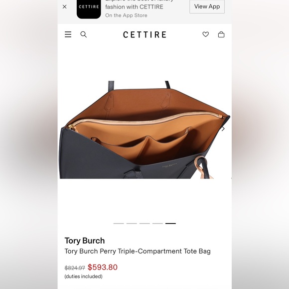 Tory Burch Black Leather Tote with Camel Leather Interor - Picture 6 of 6